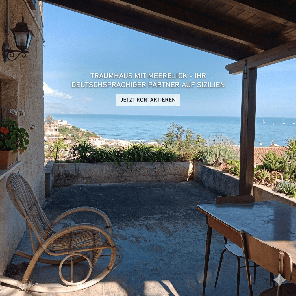 raumhafter Meerblick von einer Terrasse auf Sizilien &ndash; Ihr Immobilienmakler vor Ort