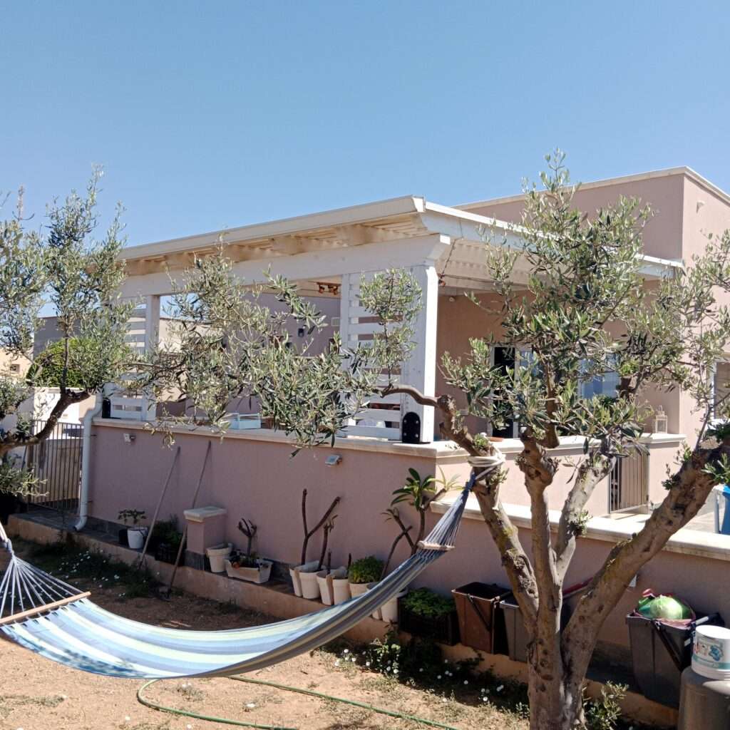 Blick vom Garten auf die Villa